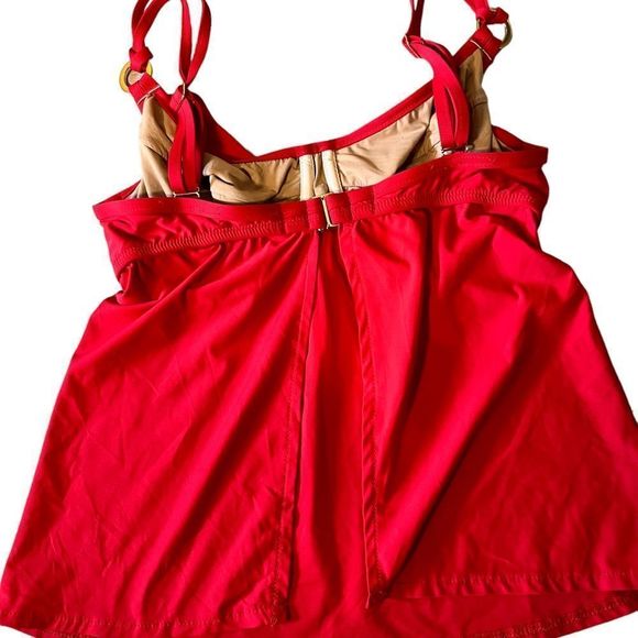 Tara Grinna Red Tankini  Size 32-36C Split Open Back - Picture 3 of 8
